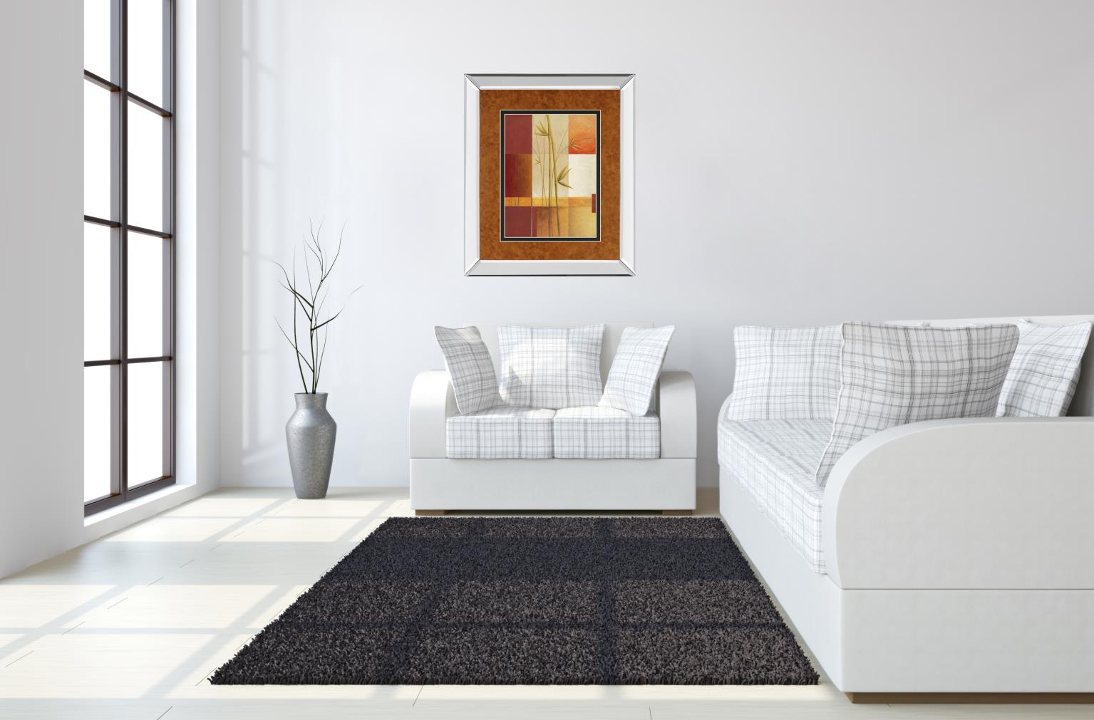 Mirrored Frame Contemporary Bamboo I By Estudio Arte 34X40 Mirror Frame Print