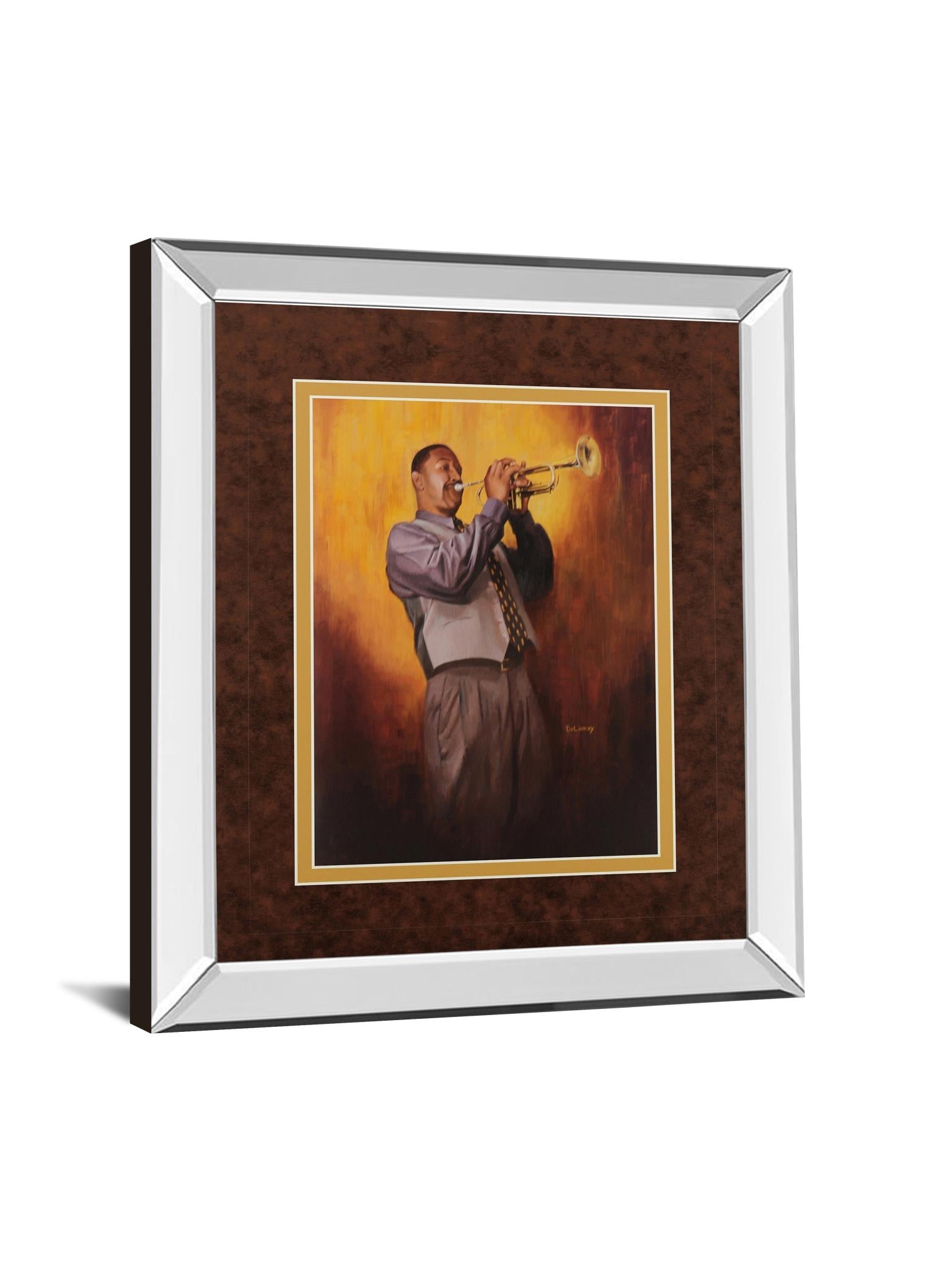 Mirrored Frame Trumpet Man By Delancy 34X40 Mirror Frame Print