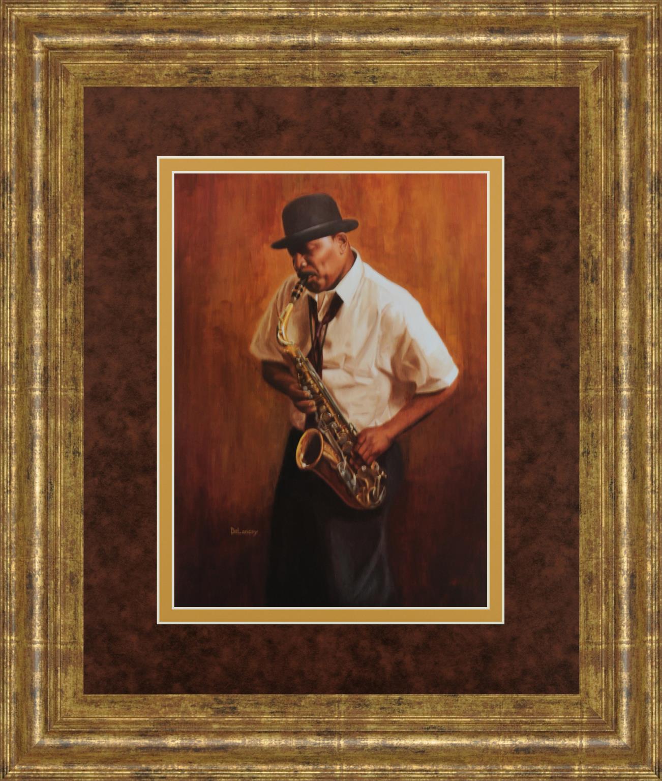 Sax Man By Delancy 34X40 Framed Print