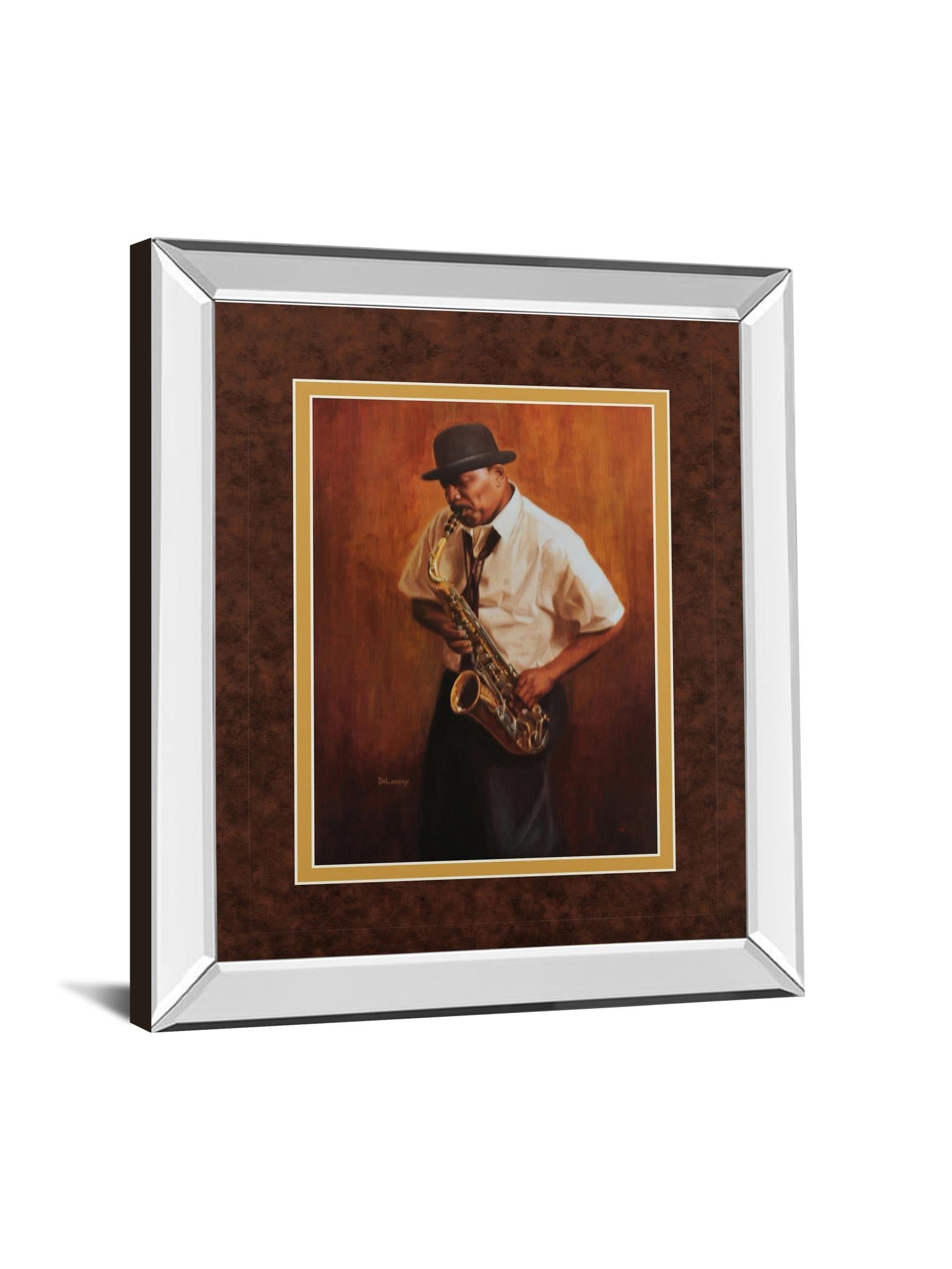 Mirrored Frame Sax Man By Delancy 34X40 Mirror Frame Print
