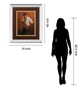 Mirrored Frame Sax Man By Delancy 34X40 Mirror Frame Print