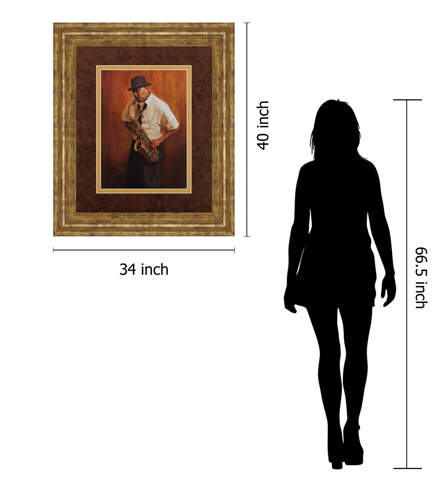 Sax Man By Delancy 34X40 Framed Print