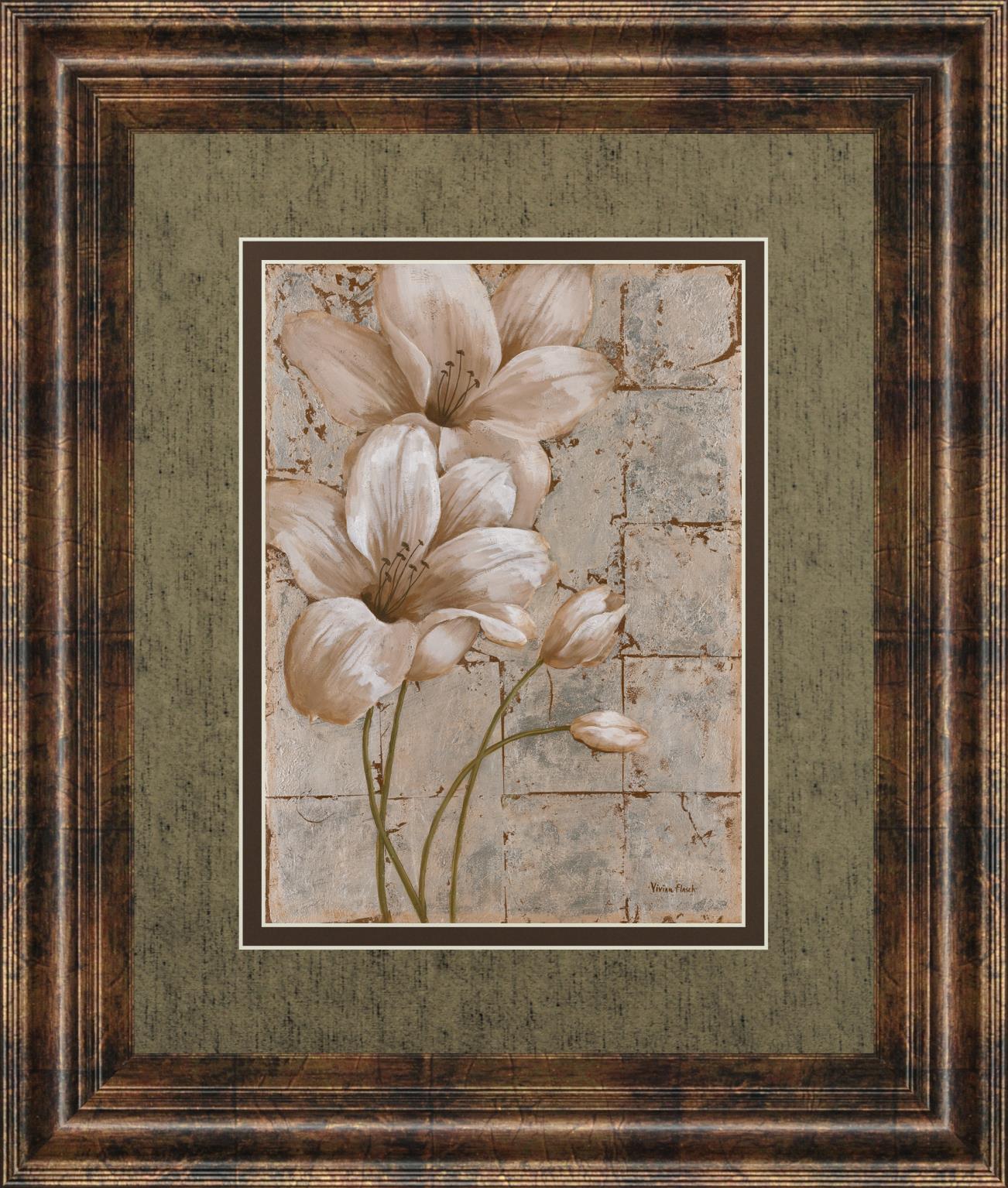 Ilies On Silver I By Vivian Flasch 34X40 Framed Print