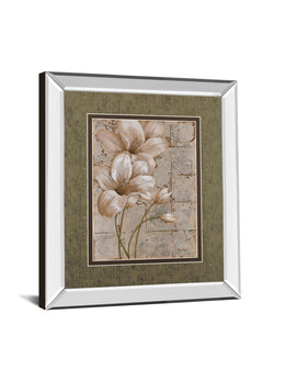 Mirrored Frame Ilies On Silver I By Vivian Flasch 34X40 Mirror Frame Print