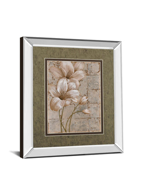 Mirrored Frame Ilies On Silver I By Vivian Flasch 34X40 Mirror Frame Print