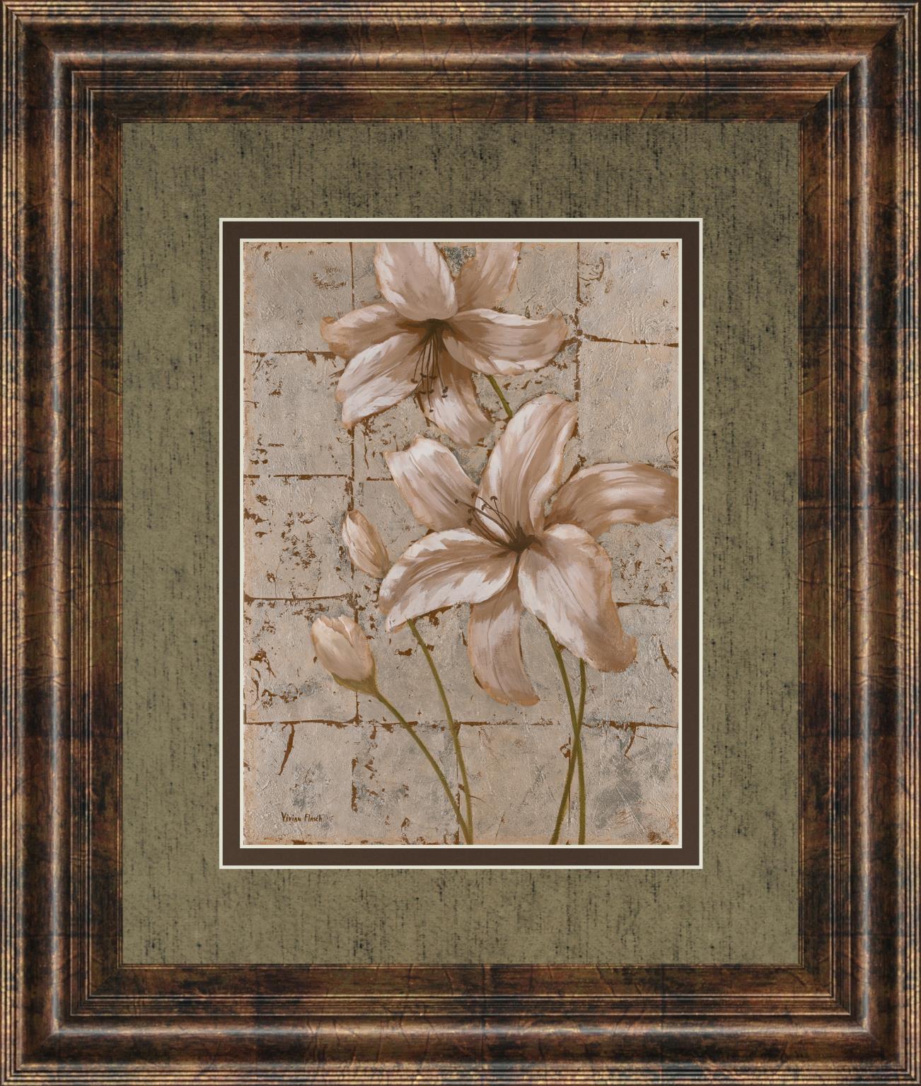 Ilies On Silver Ii By Vivian Flasch 34X40 Framed Print