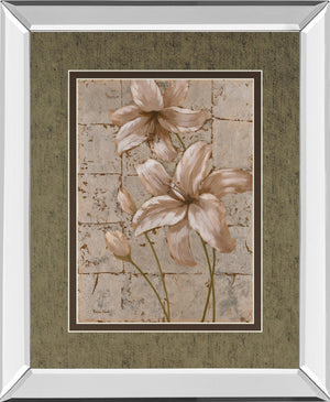 Mirrored Frame Ilies On Silver Ii By Vivian Flasch 34X40 Mirror Frame Print