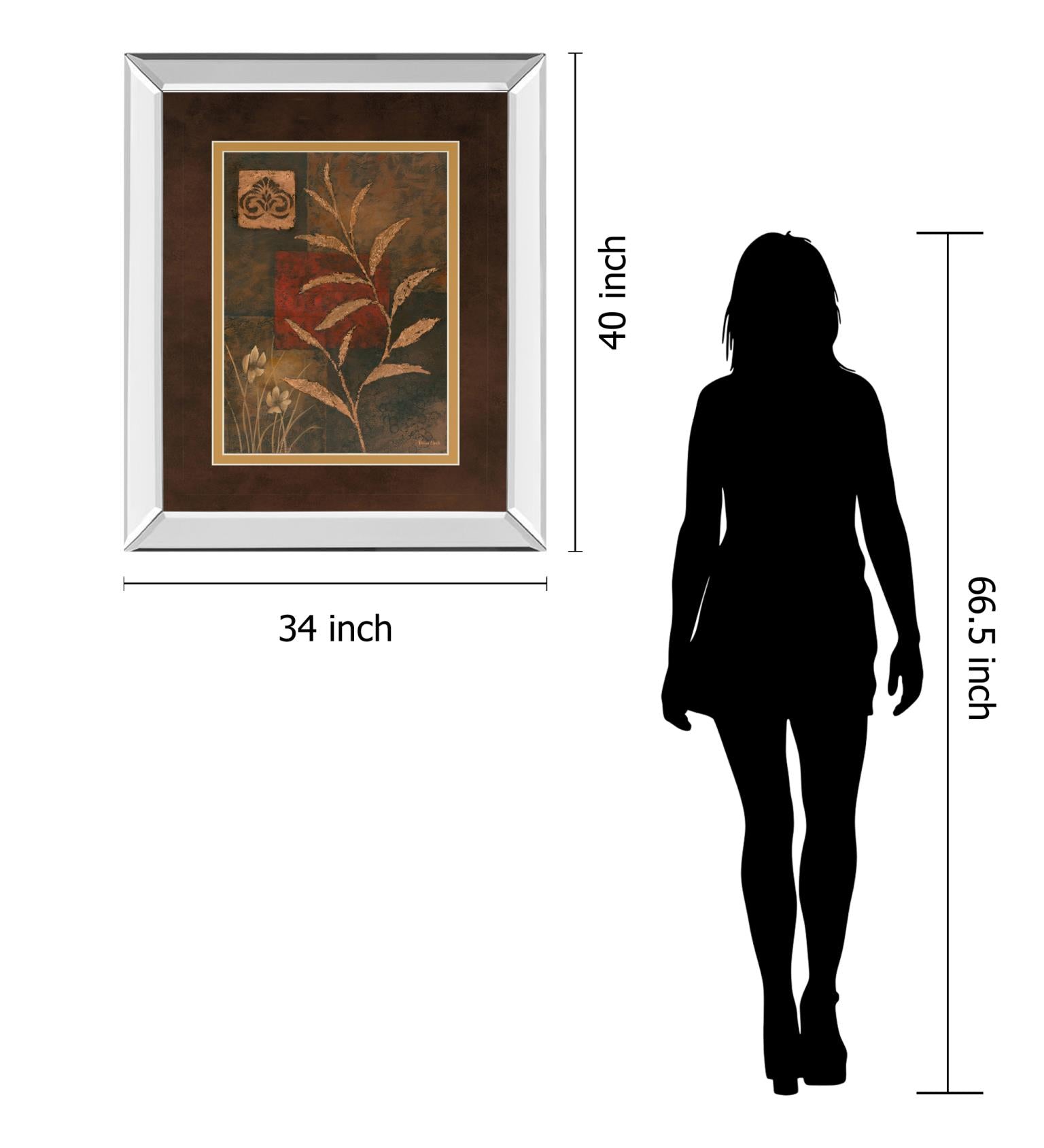 Mirrored Frame Copper Rhythm Ii By Vivian Flasch 34X40 Mirror Frame Print