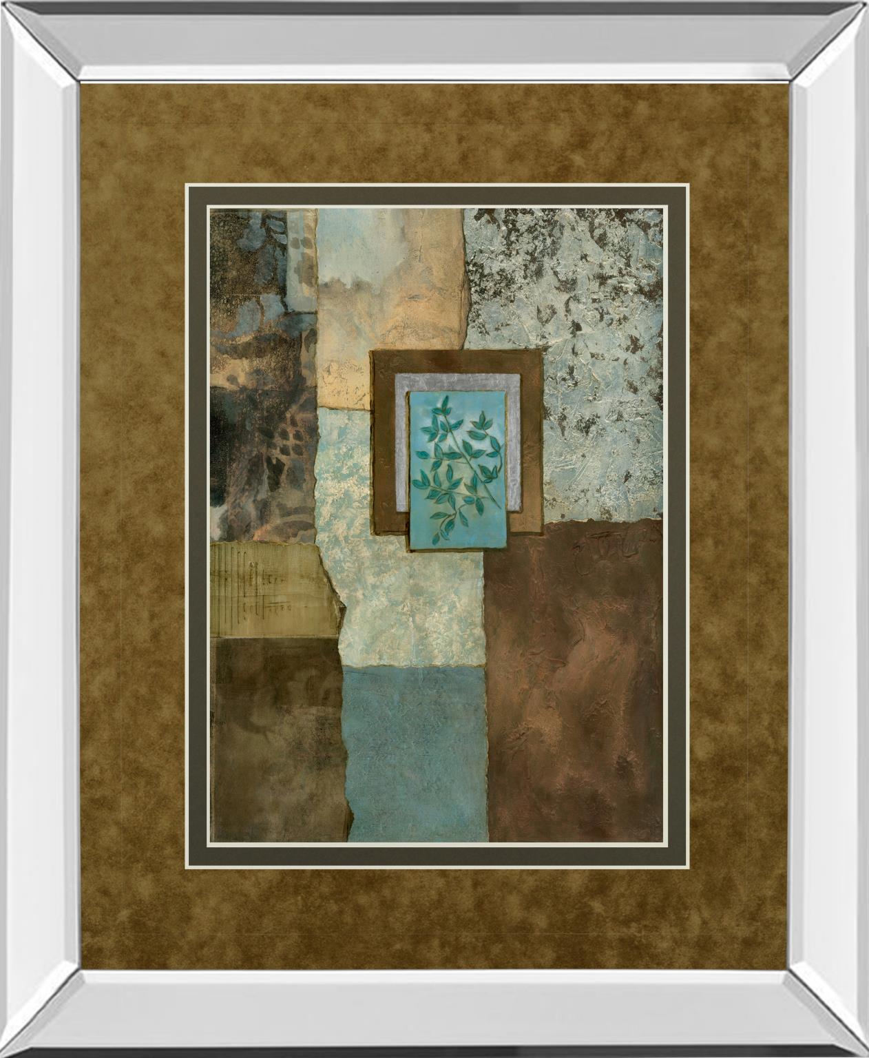 Mirrored Frame Petites Fleurs Sur Le Bleu Ii By Norm Olson 34X40 Mirror Frame Print