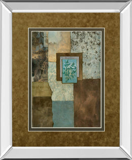 Mirrored Frame Petites Fleurs Sur Le Bleu Ii By Norm Olson 34X40 Mirror Frame Print