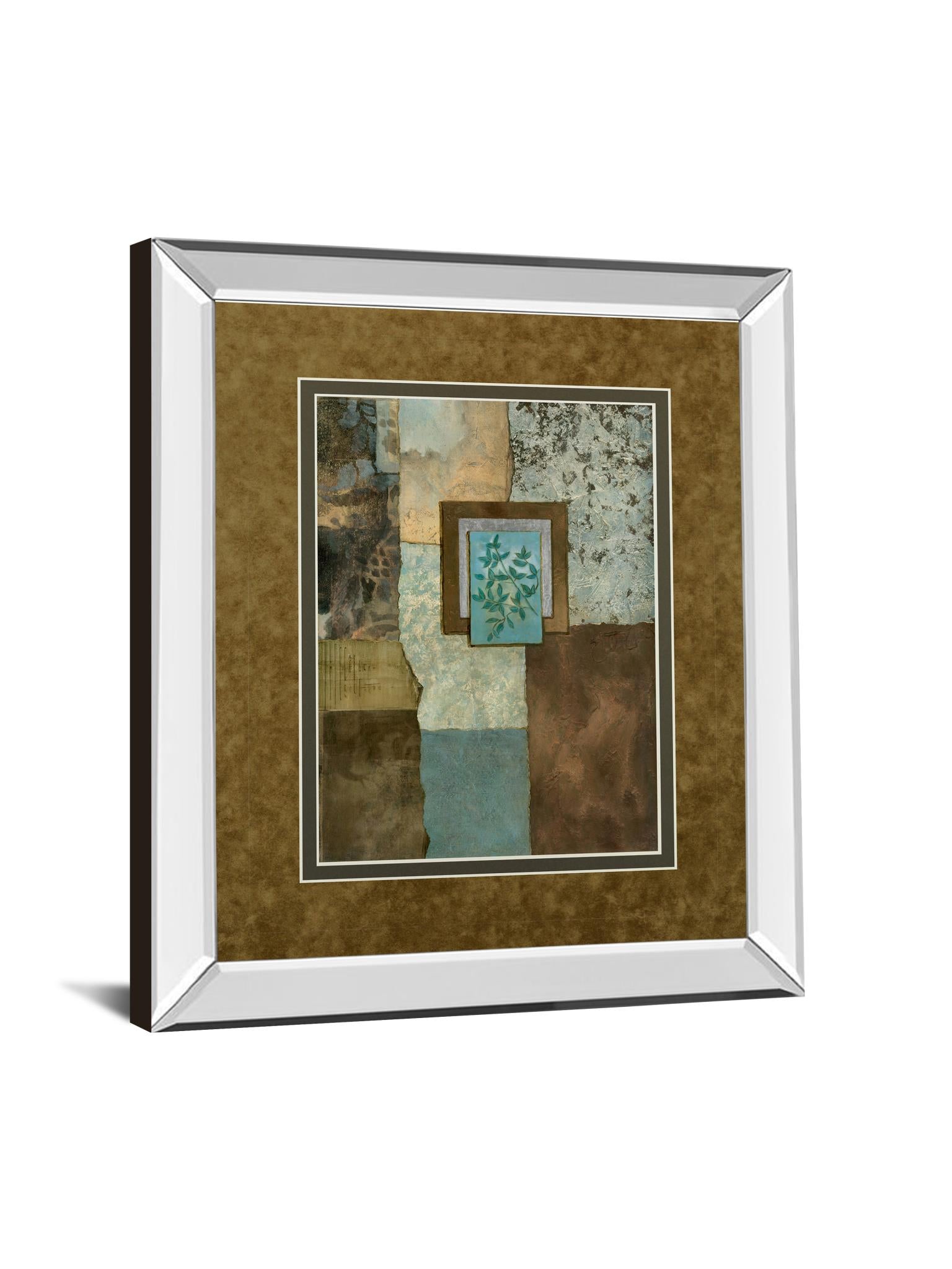 Mirrored Frame Petites Fleurs Sur Le Bleu Ii By Norm Olson 34X40 Mirror Frame Print