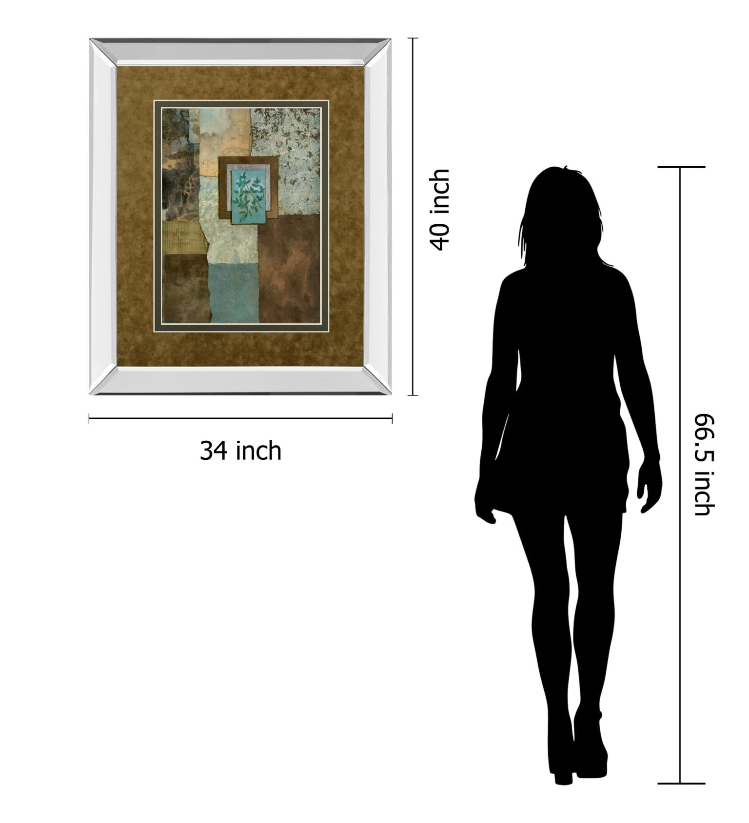 Mirrored Frame Petites Fleurs Sur Le Bleu Ii By Norm Olson 34X40 Mirror Frame Print