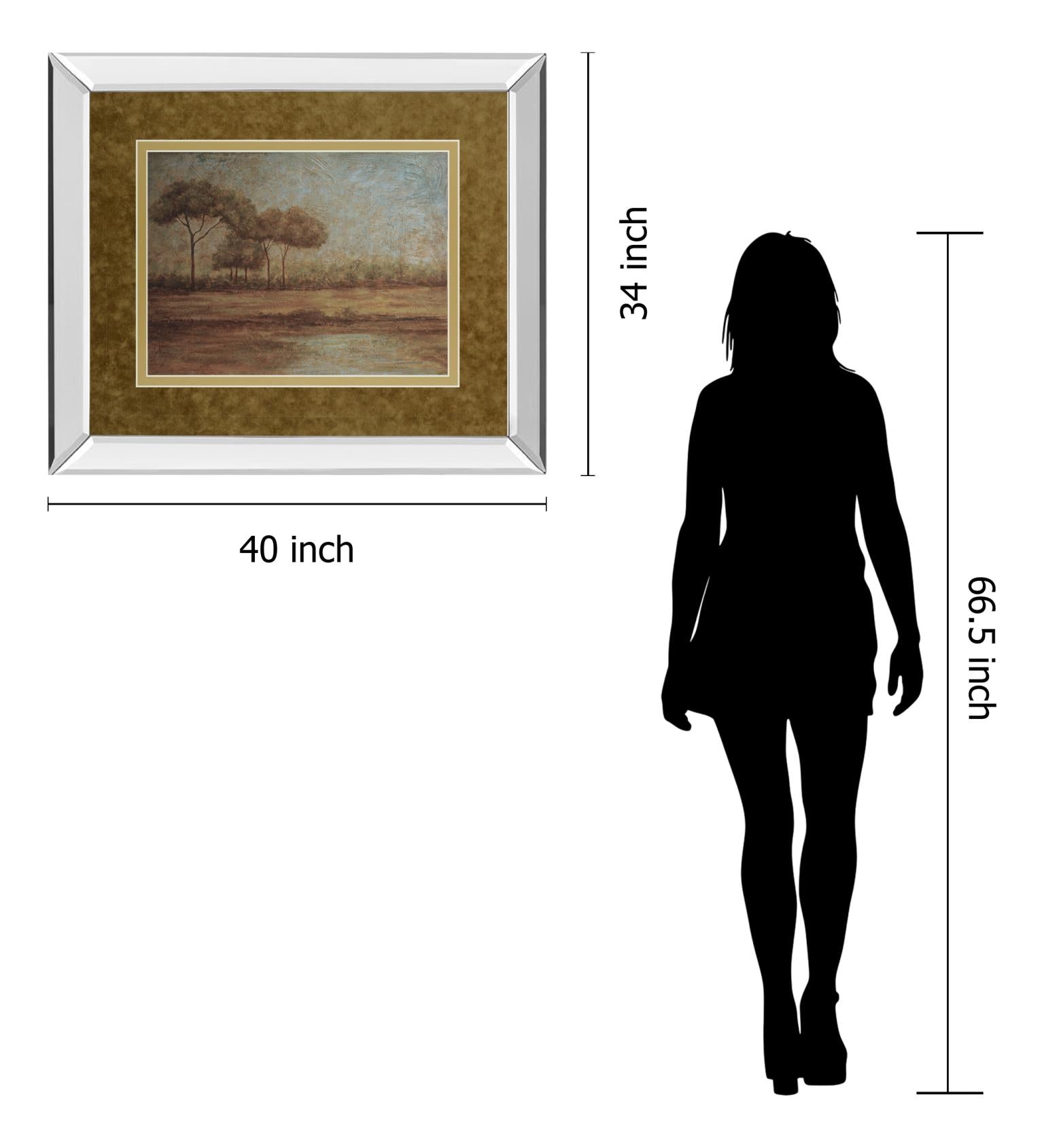 Mirrored Frame Woodland Santuary By Veronica Faust 34X40 Mirror Frame Print