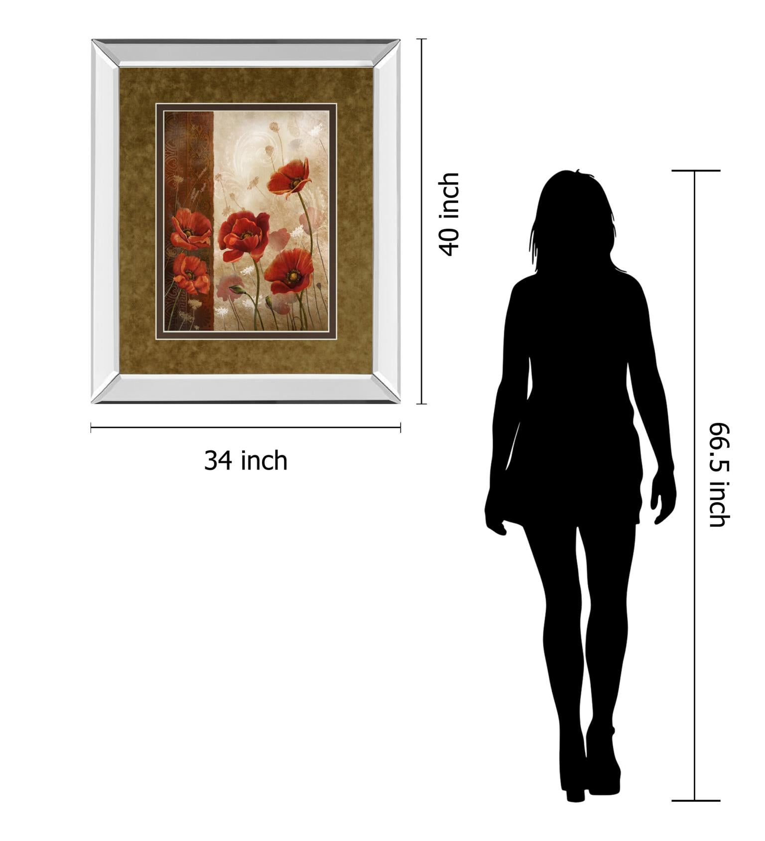 Mirrored Frame Wild Poppies I By Conrad Knutsen 34X40 Mirror Frame Print