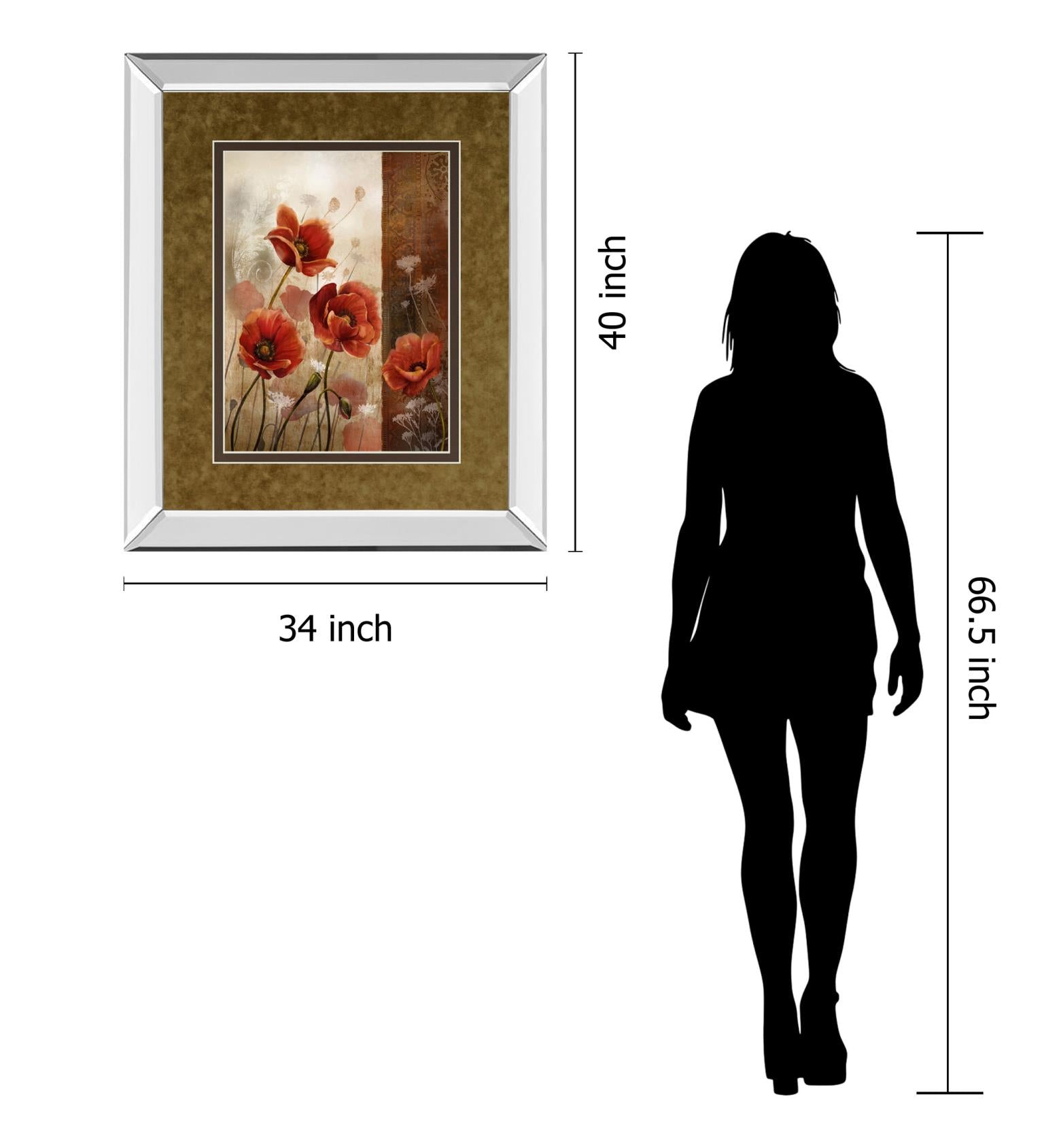 Mirrored Frame Wild Poppies Ii By Conrad Knutsen 34X40 Mirror Frame Print