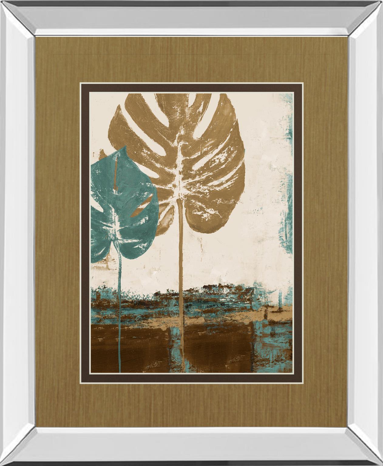 Mirrored Frame Blue Leaves Ii By Patricia Pinto 34X40 Mirror Frame Print