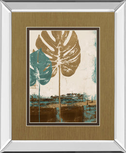 Mirrored Frame Blue Leaves Ii By Patricia Pinto 34X40 Mirror Frame Print
