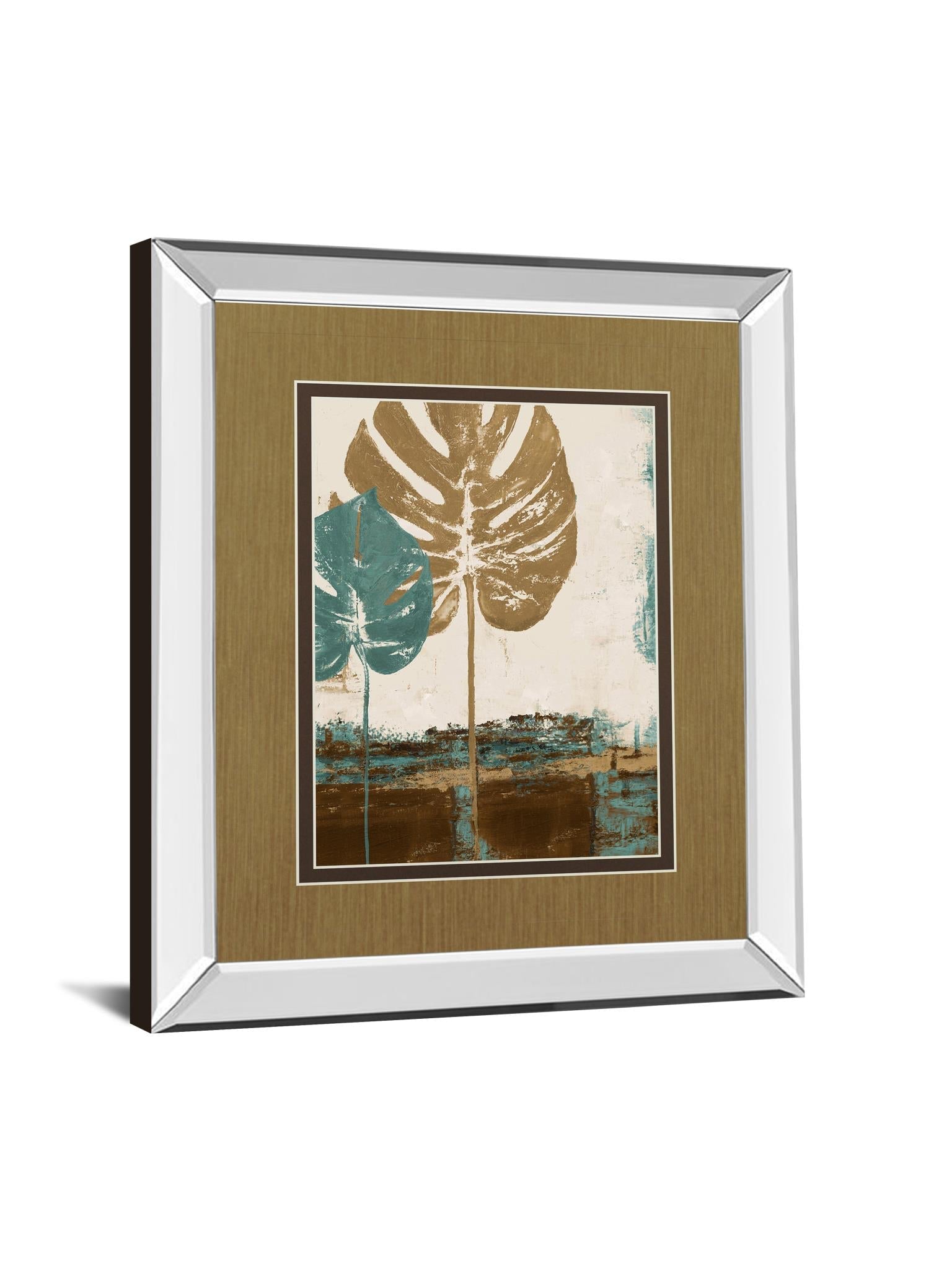 Mirrored Frame Blue Leaves Ii By Patricia Pinto 34X40 Mirror Frame Print