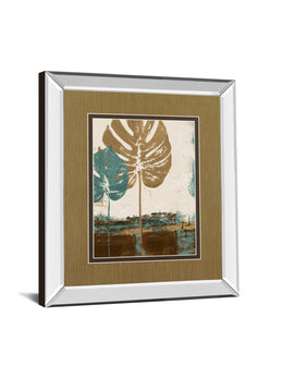 Mirrored Frame Blue Leaves Ii By Patricia Pinto 34X40 Mirror Frame Print