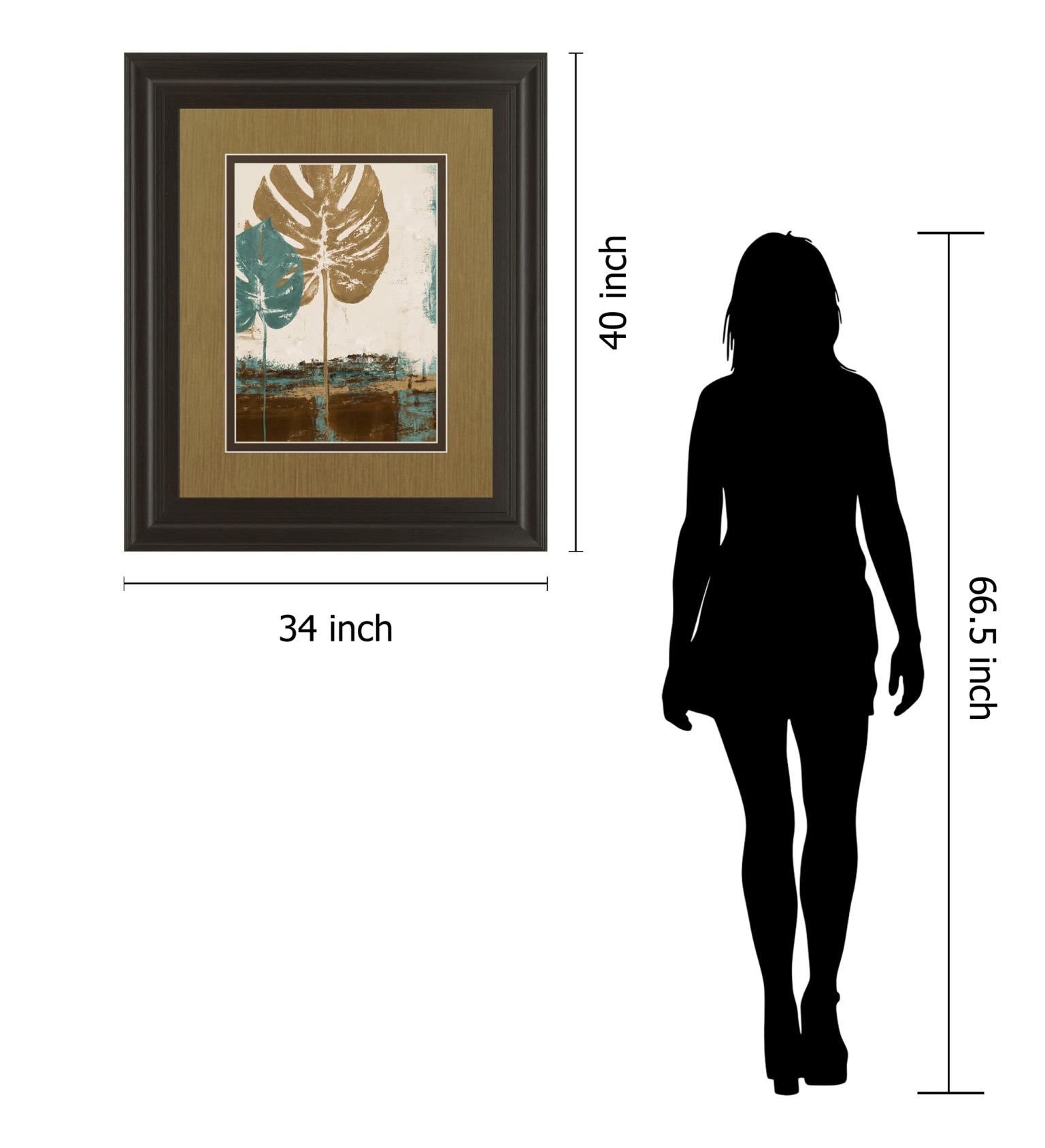 Blue Leaves Ii By Patricia Pinto 34X40 Framed Print