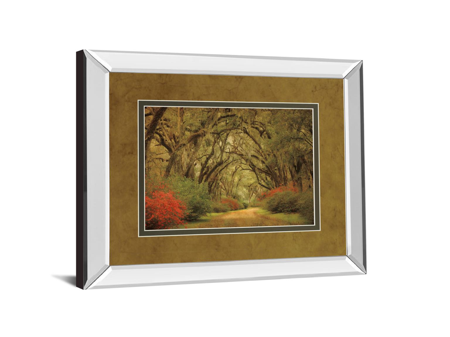 Mirrored Frame Road Lined With Oaks & Flowers By William Guion ***Monl*** 34X40 Mirror Frame Print