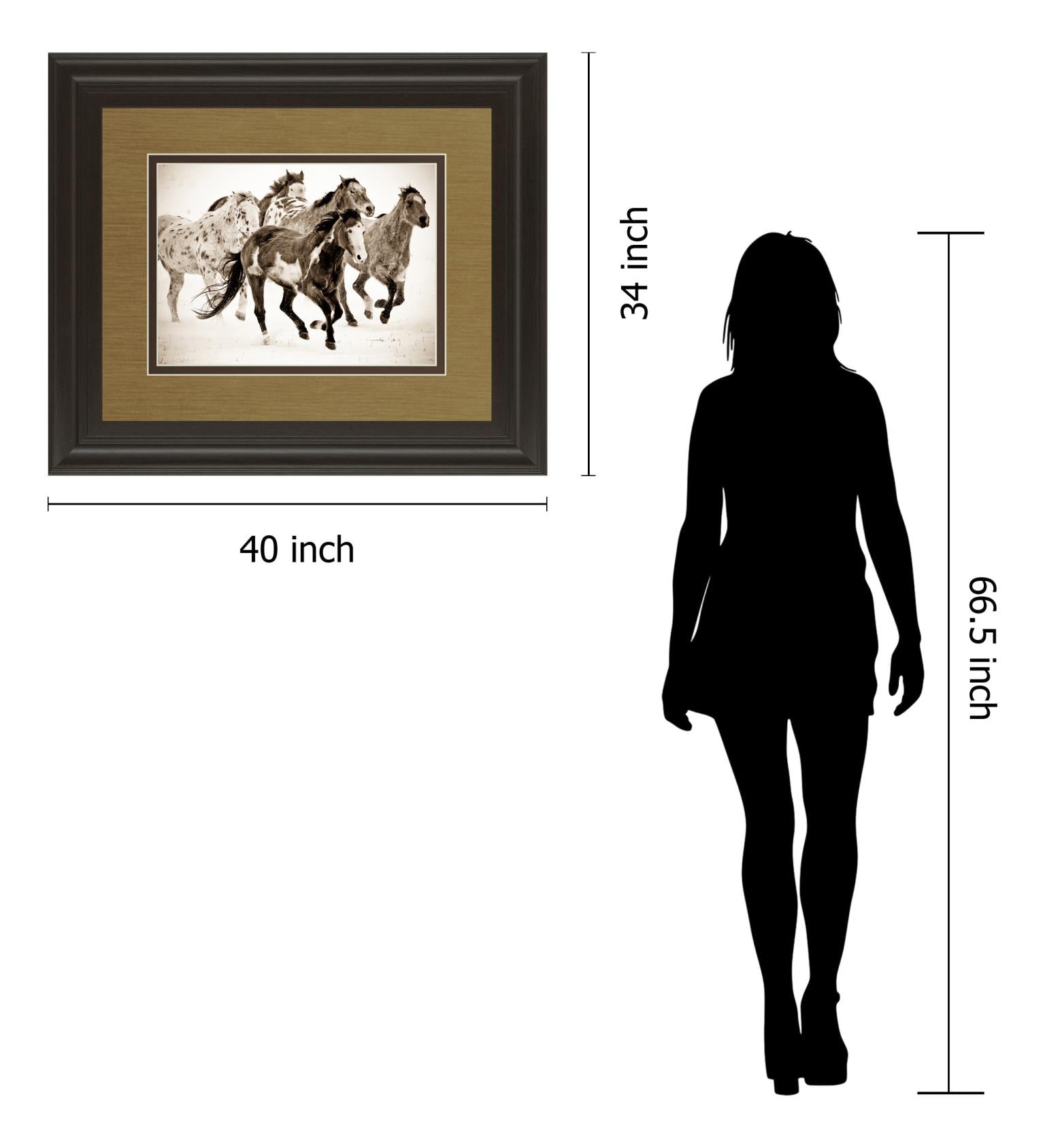 Painted Horses Run By Carol Walker 34X40 Framed Print