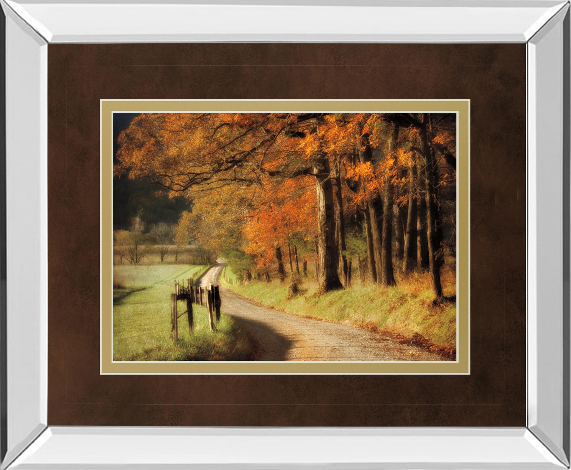 Mirrored Frame Autumns Morning Light By D. Burt 34X40 Mirror Frame Print