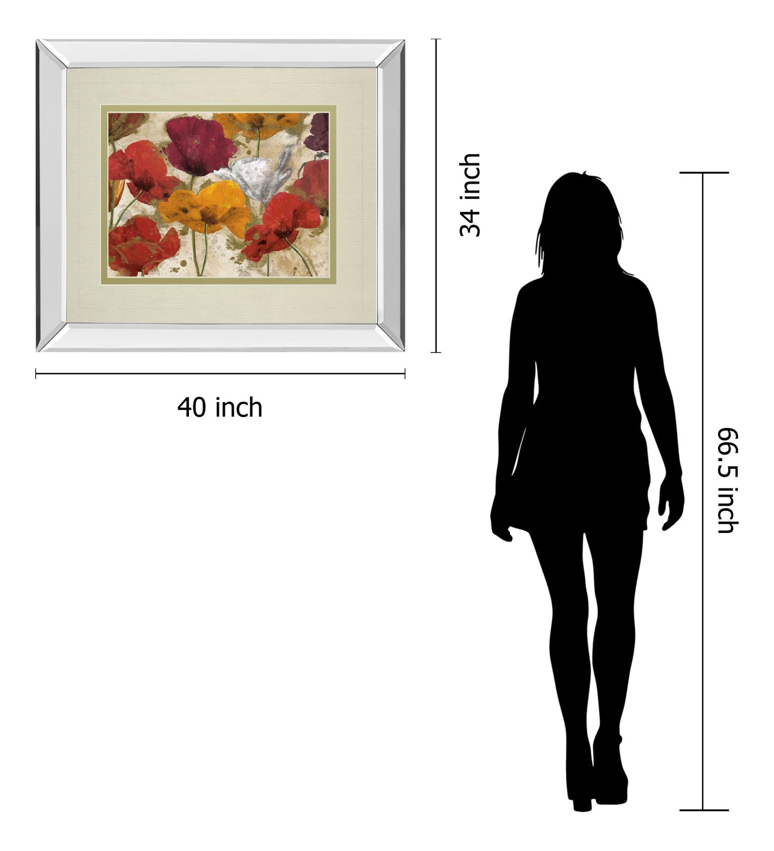 Mirrored Frame Happy Flowers By Katrina Craven 34X40 Mirror Frame Print