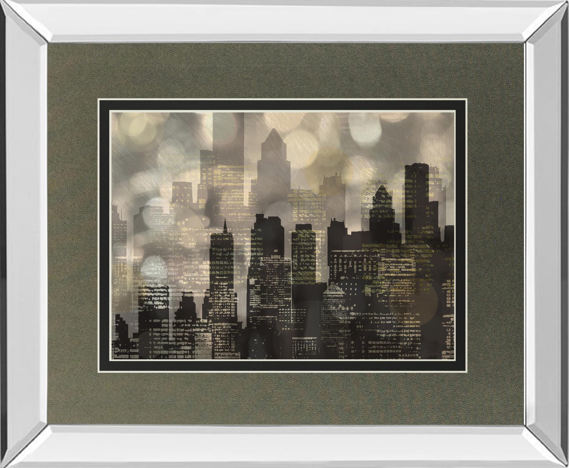 Mirrored Frame City Lights By Katrina Craven 34X40 Mirror Frame Print