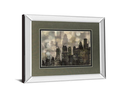 Mirrored Frame City Lights By Katrina Craven 34X40 Mirror Frame Print