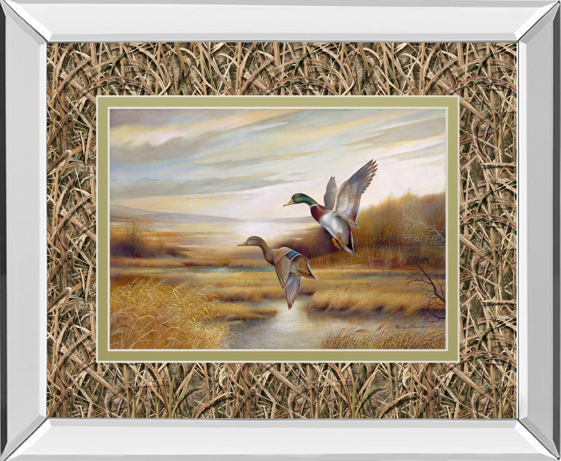 Mirrored Frame Mallards By Ruanne Manning ***Monl*** 34X40 Mirror Frame Print
