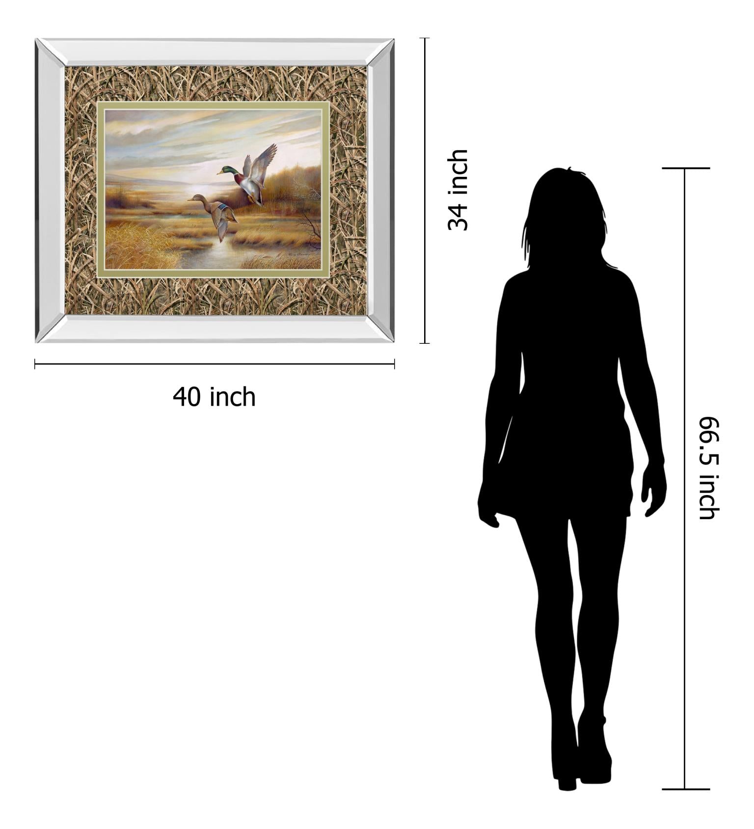 Mirrored Frame Mallards By Ruanne Manning ***Monl*** 34X40 Mirror Frame Print