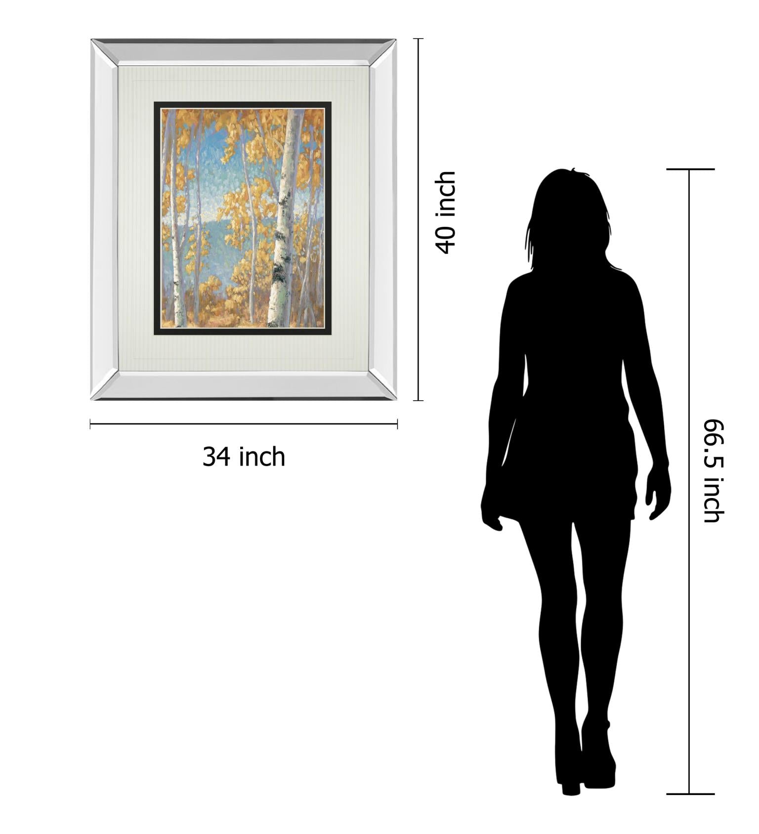 Mirrored Frame Honey Birch Ii By John Macnab 34X40 Mirror Frame Print