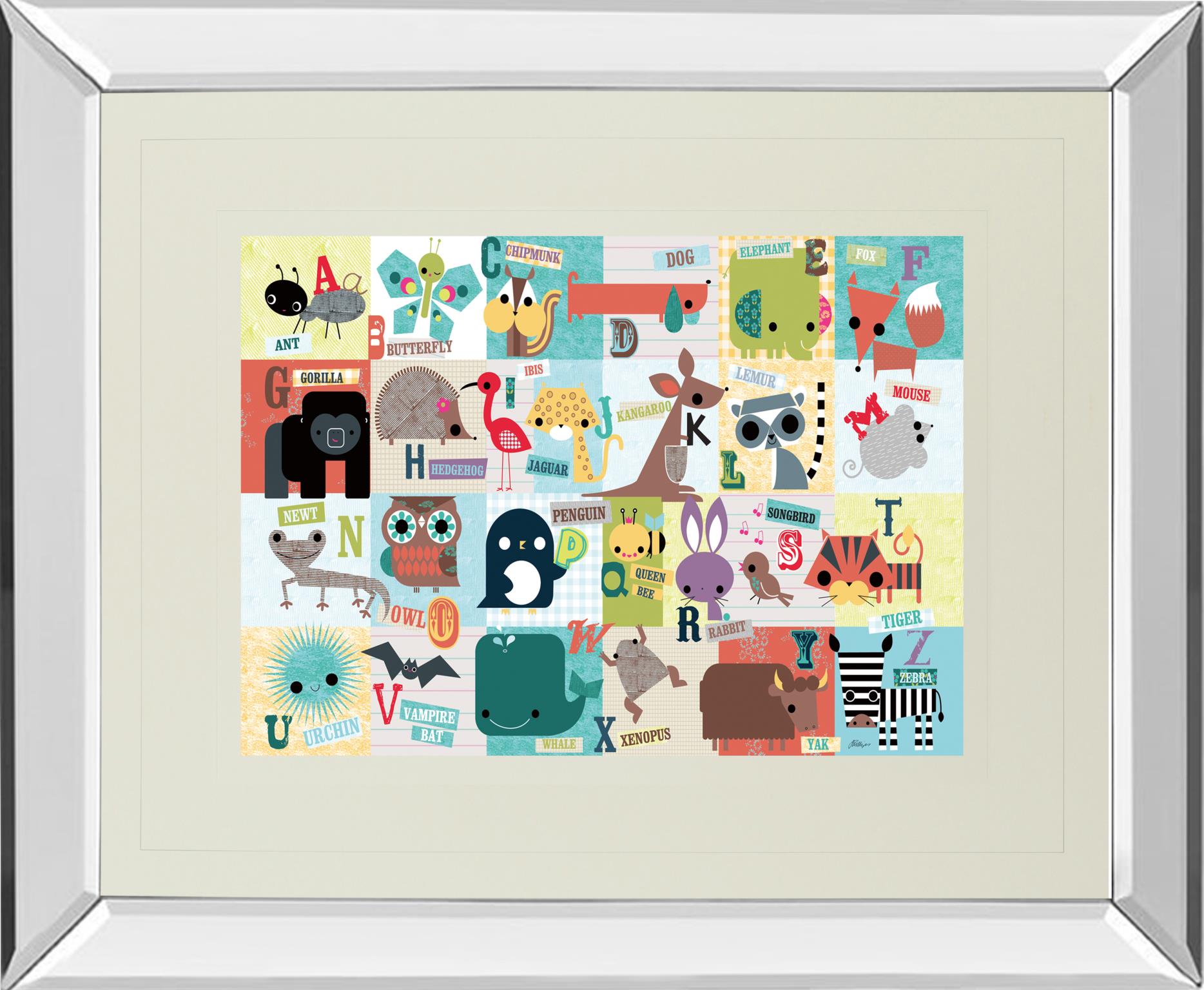 Mirrored Frame Animal Abc By Julian Phillips 34X40 Mirror Frame Print