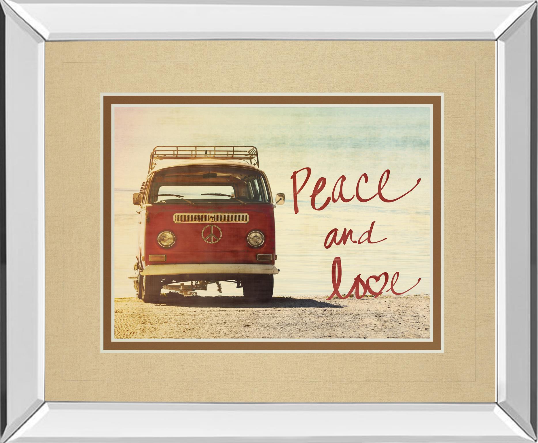Mirrored Frame Peace And Love By Gail Peck 34X40 Mirror Frame Print