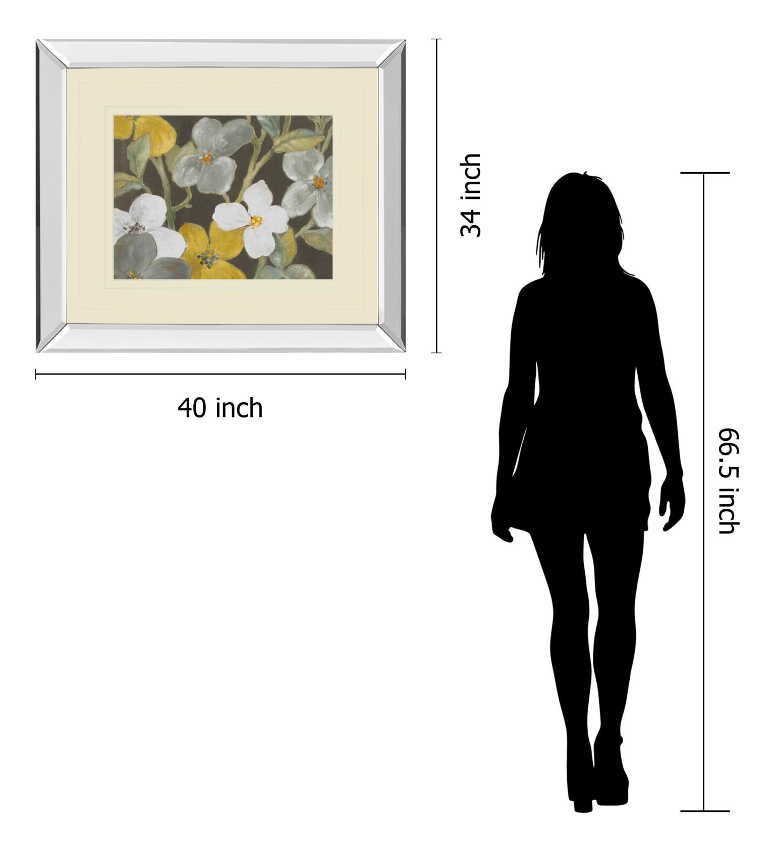 Mirrored Frame Garden Party In Gray 1 By Lanie Loreth 34X40 Mirror Frame Print