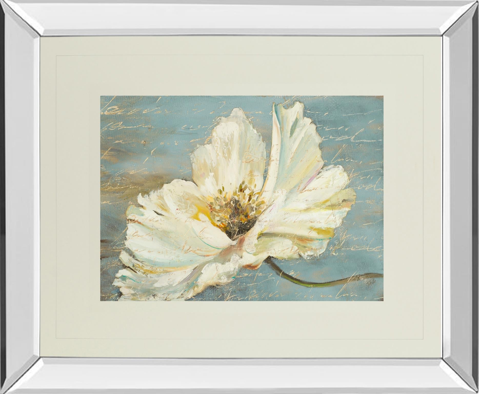 Mirrored Frame White Peony By Patricia Pinto 34X40 Mirror Frame Print
