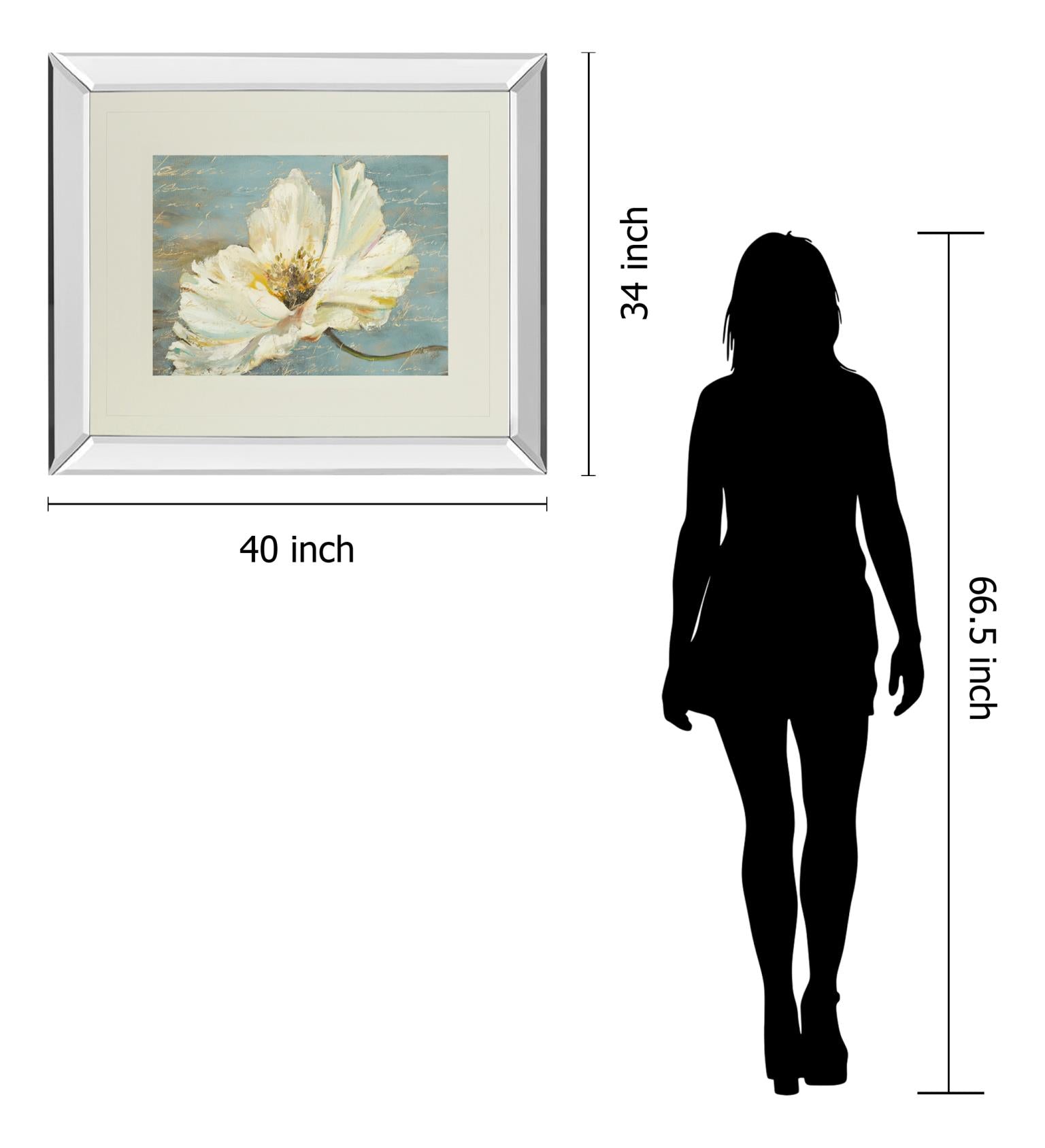 Mirrored Frame White Peony By Patricia Pinto 34X40 Mirror Frame Print