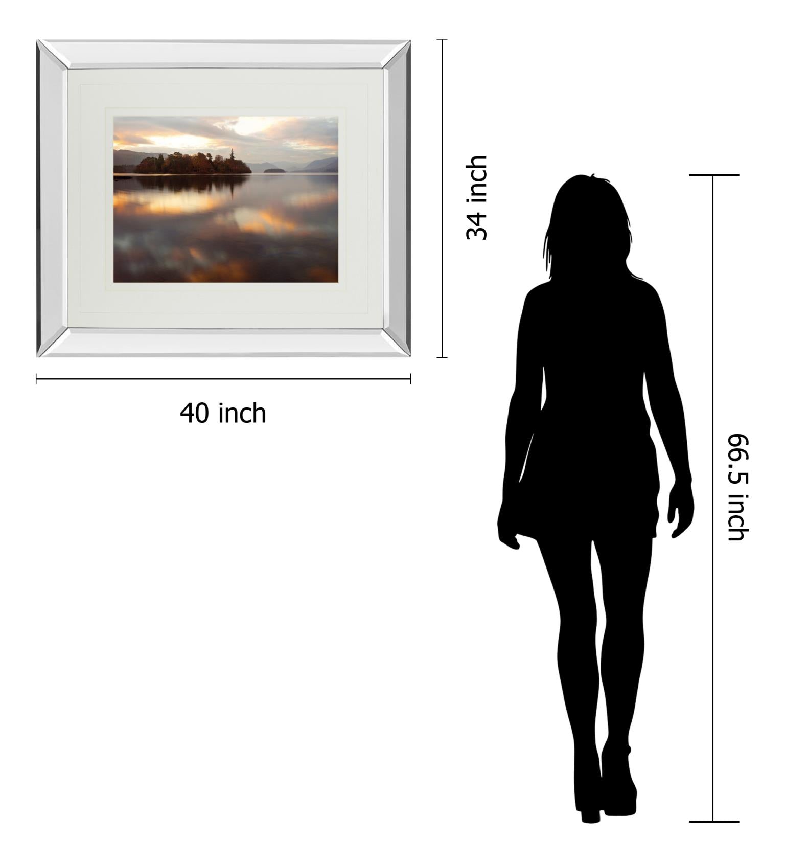 Mirrored Frame Golden Lake By Peter Adams 34X40 Mirror Frame Print