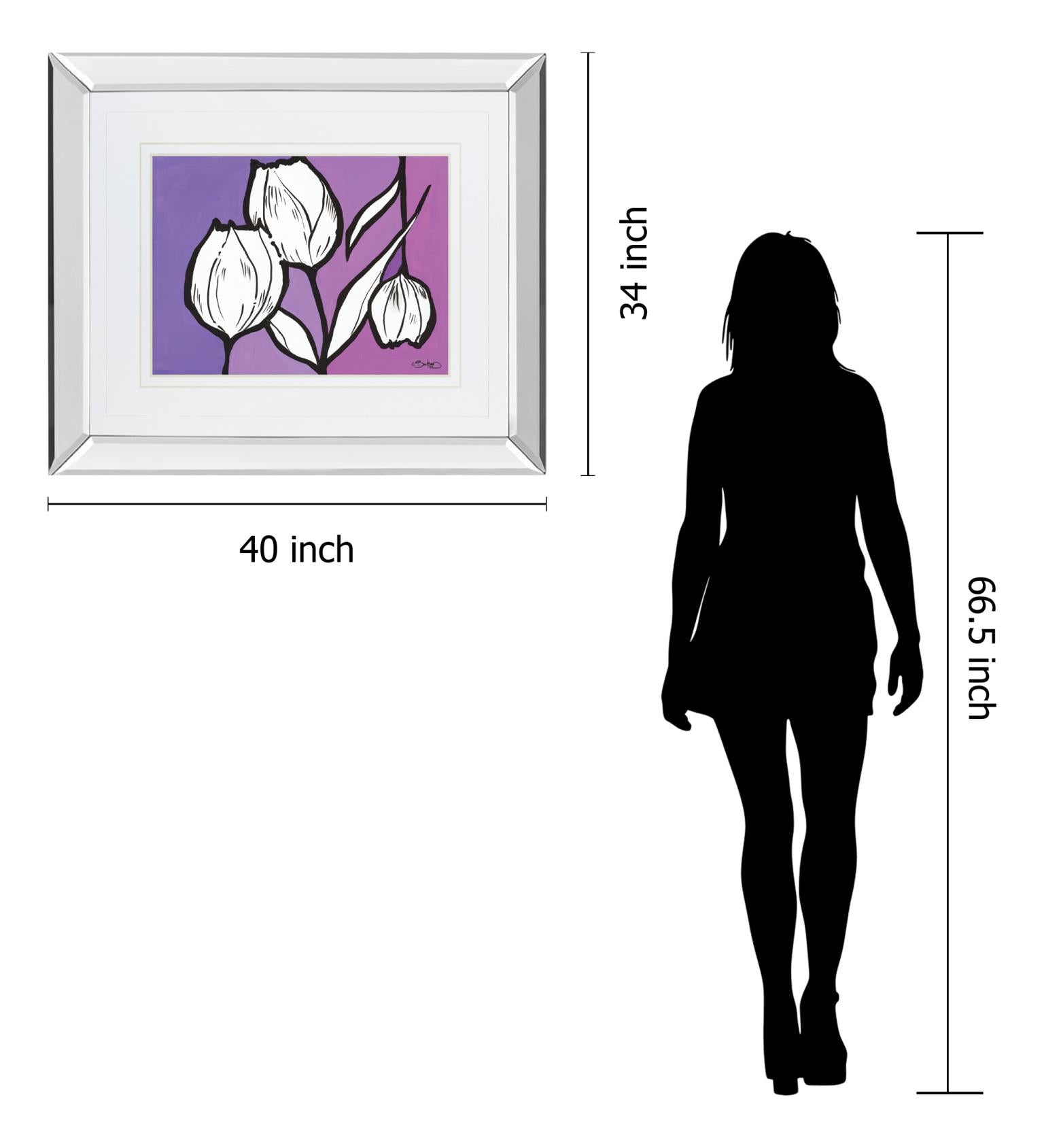 Mirrored Frame Flowers In Unity - Purple By David Bromstad 34X40 Mirror Frame Print