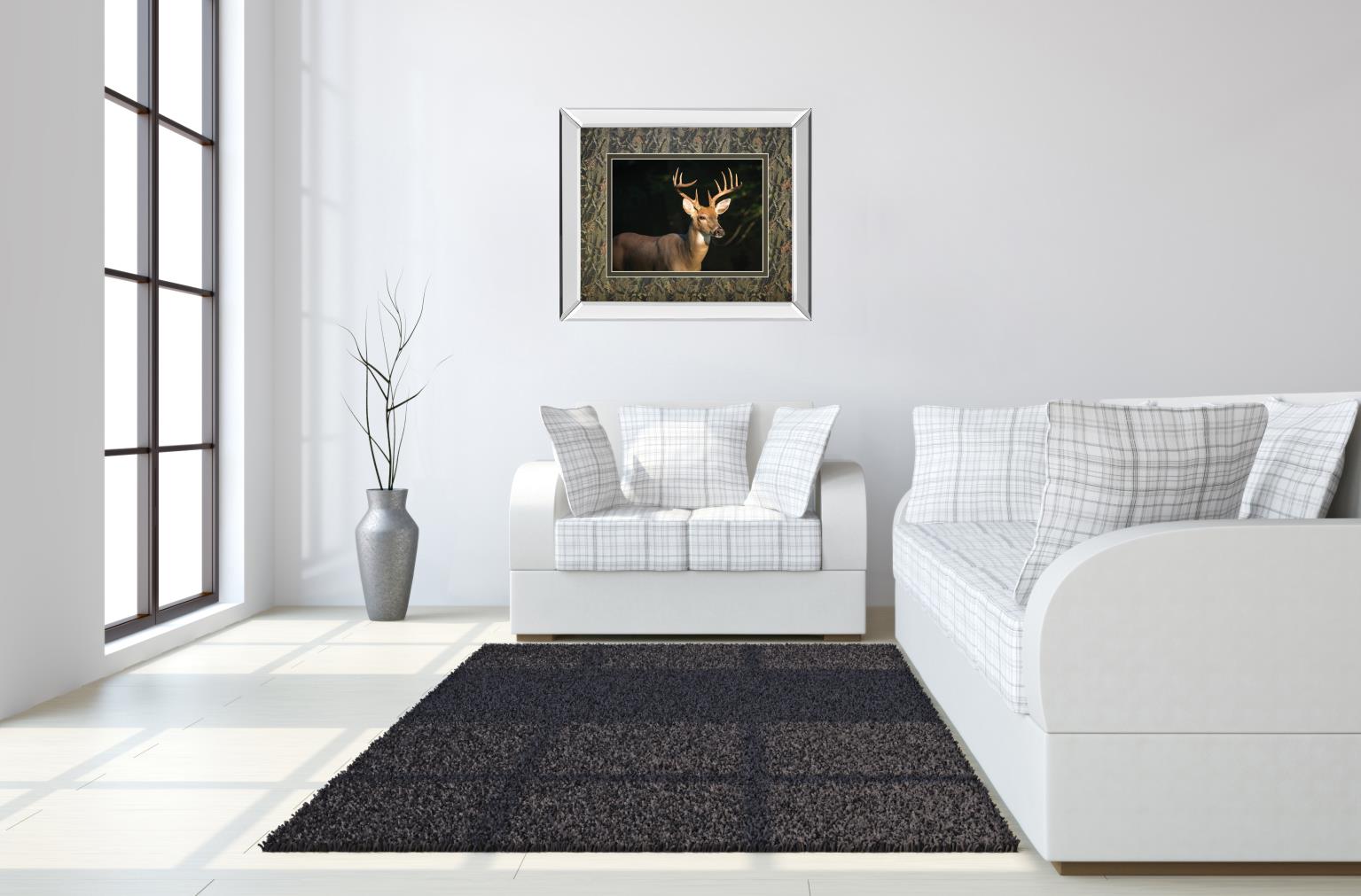 Mirrored Frame White Tail Buck By Tony Campbell 34X40 Mirror Frame Print
