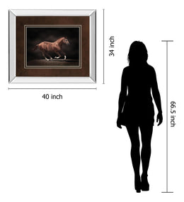 Mirrored Frame Stallion On Black By Edoma 34X40 Mirror Frame Print