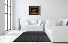 Mirrored Frame Stallion On Black By Edoma 34X40 Mirror Frame Print