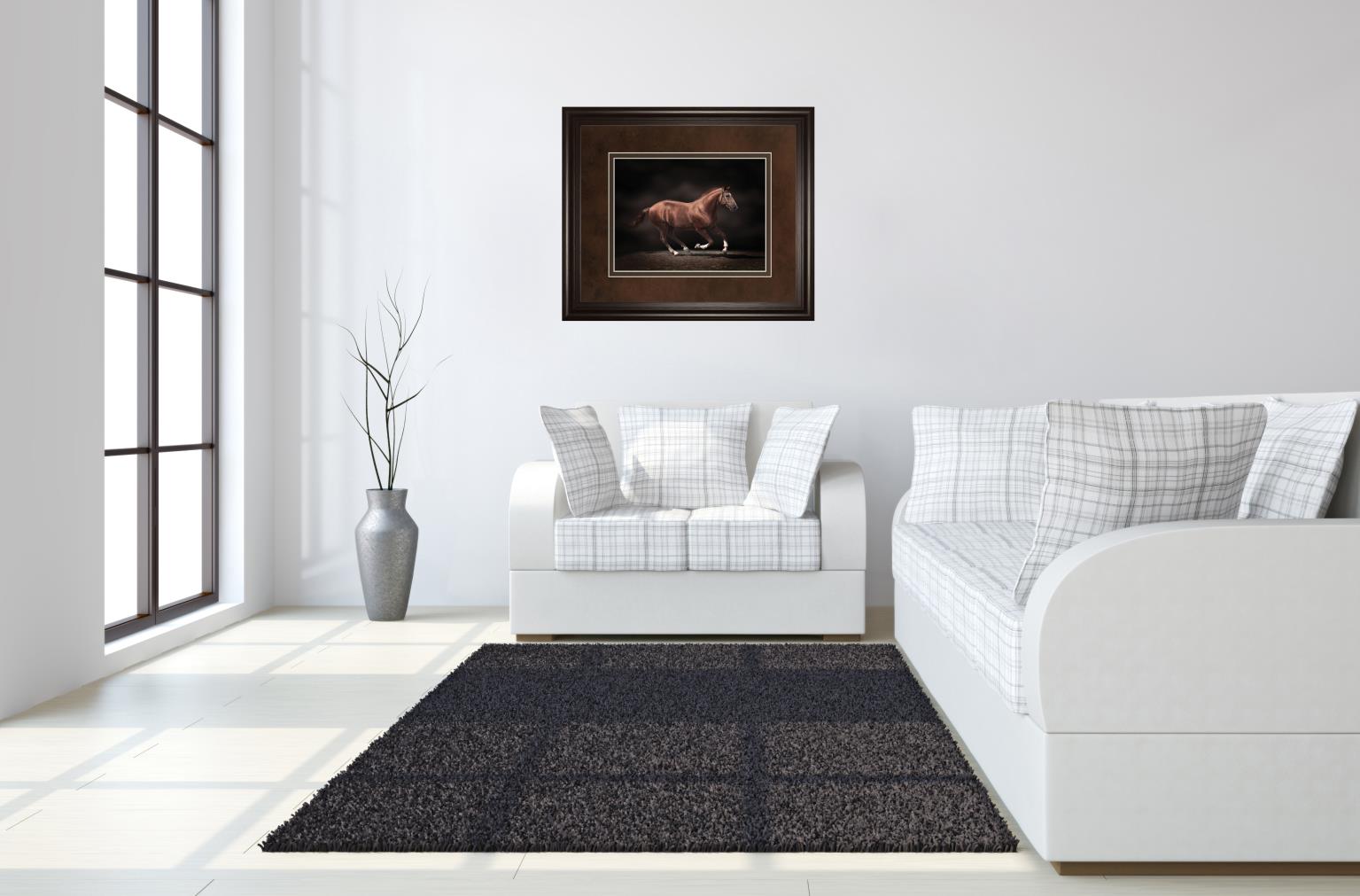 Stallion On Black By Edoma 34X40 Framed Print