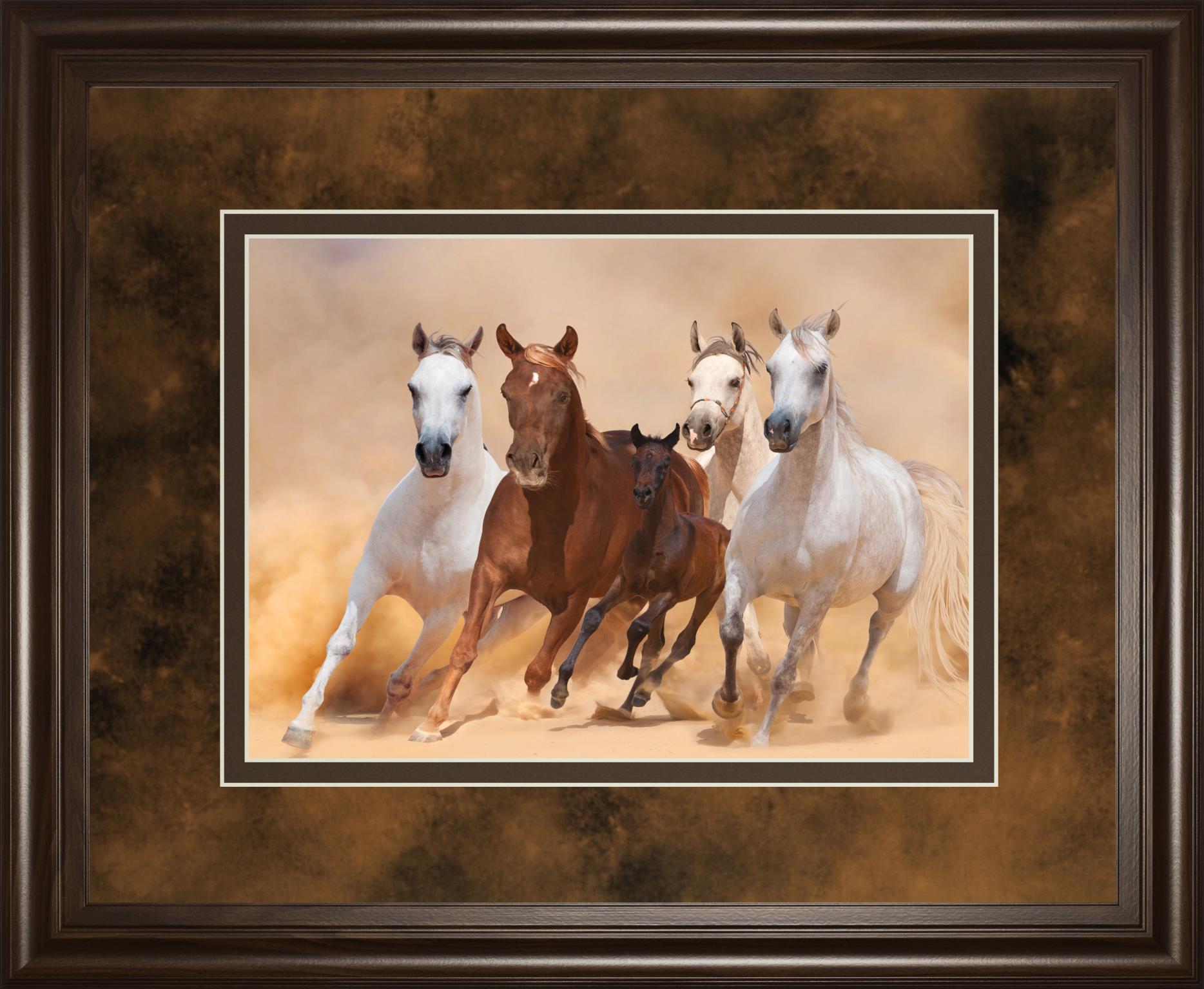 Horses In Dust By Loya_Ya 34X40 Framed Print