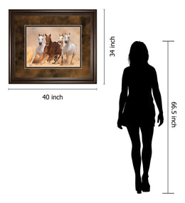 Horses In Dust By Loya_Ya 34X40 Framed Print
