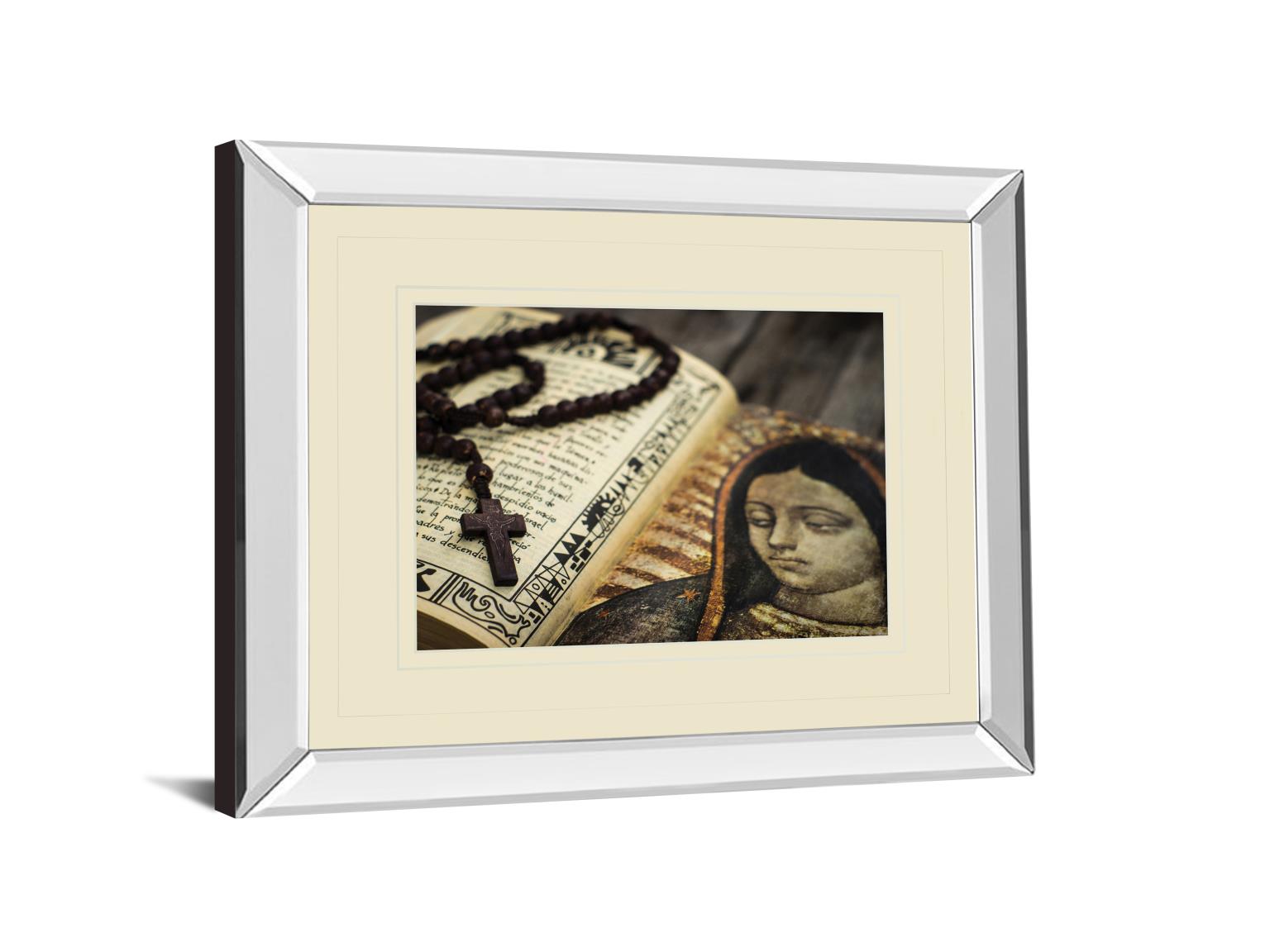 Mirrored Frame Rosary In Bible By Kbuntu 34X40 Mirror Frame Print