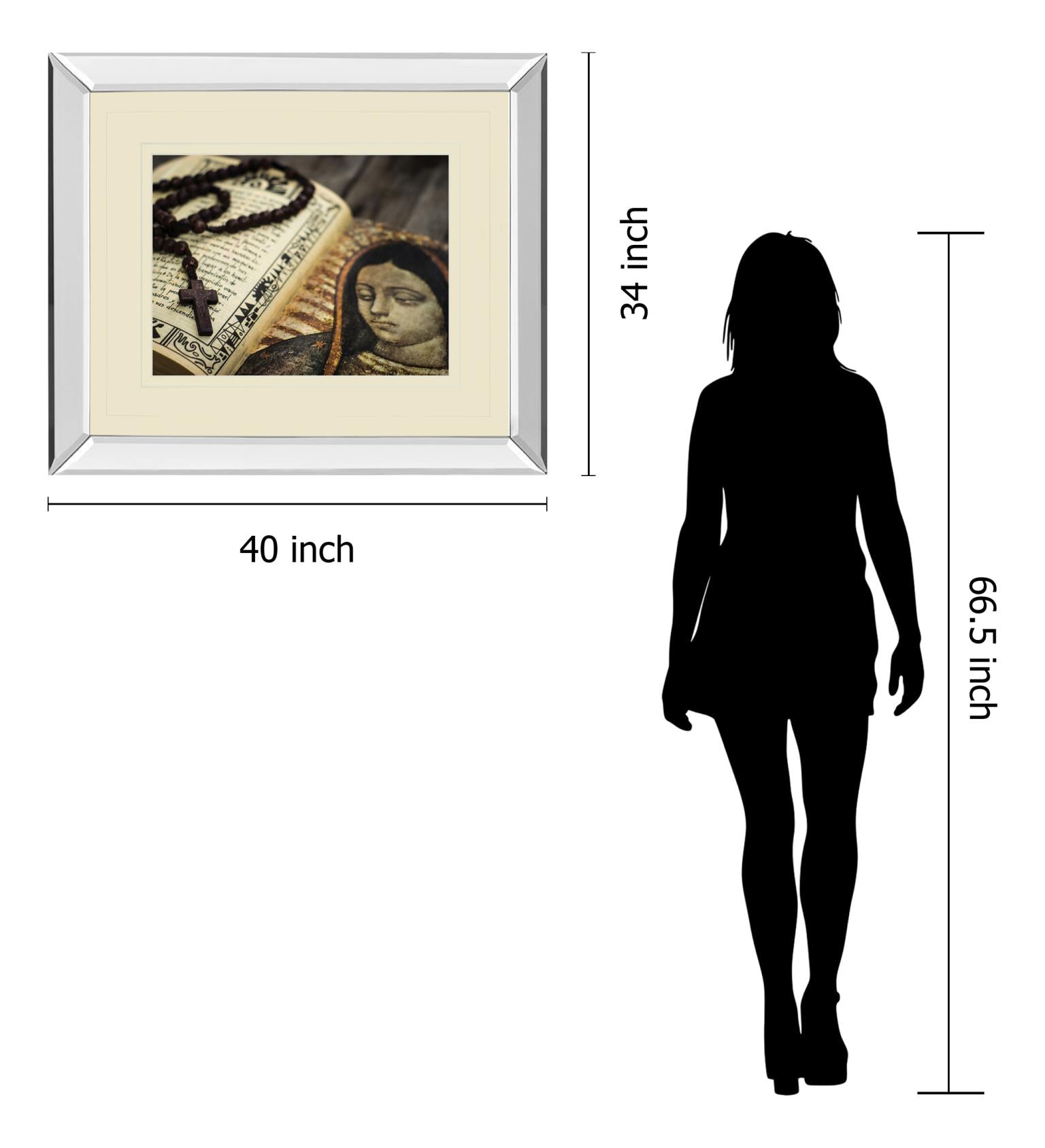 Mirrored Frame Rosary In Bible By Kbuntu 34X40 Mirror Frame Print