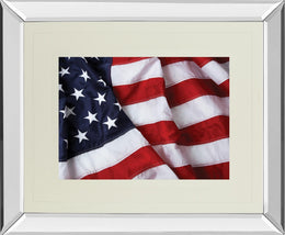 Mirrored Frame American Flag By Kikk 34X40 Mirror Frame Print