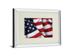 Mirrored Frame American Flag By Kikk 34X40 Mirror Frame Print